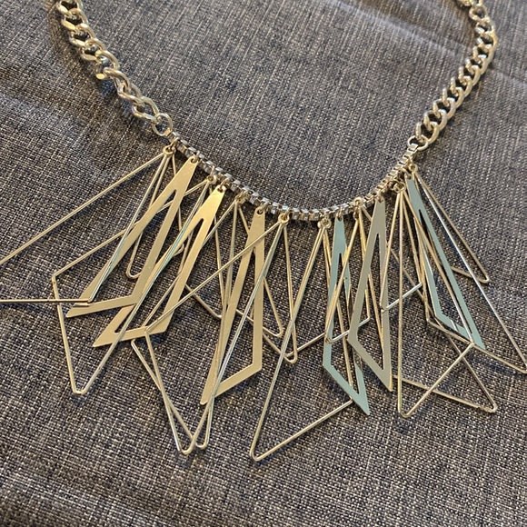 Fun Silver Colored Geometric Triangle Shapes Necklace - Picture 12 of 16